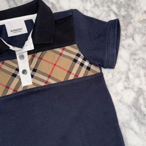 Burberry Kids Polo in Navy and Tan Plaid 3Y - Picture 7 of 7
